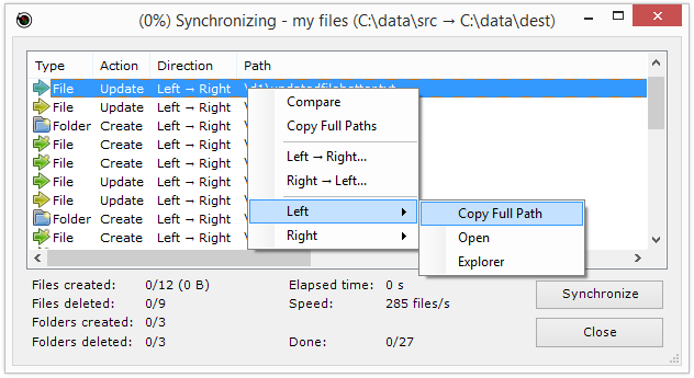 Create Sync Screenshot